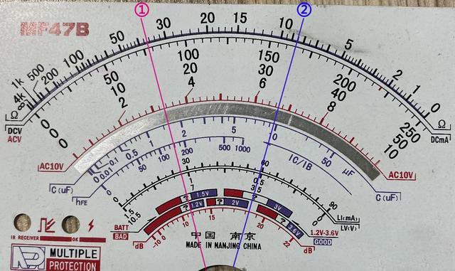 一分钟教你指针式万用表如何读数（图解）